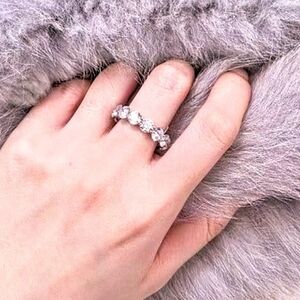 💎💍 Absolutely Stunning!!! Eternity Diamond Ring In Sterling Silver Setting 😍